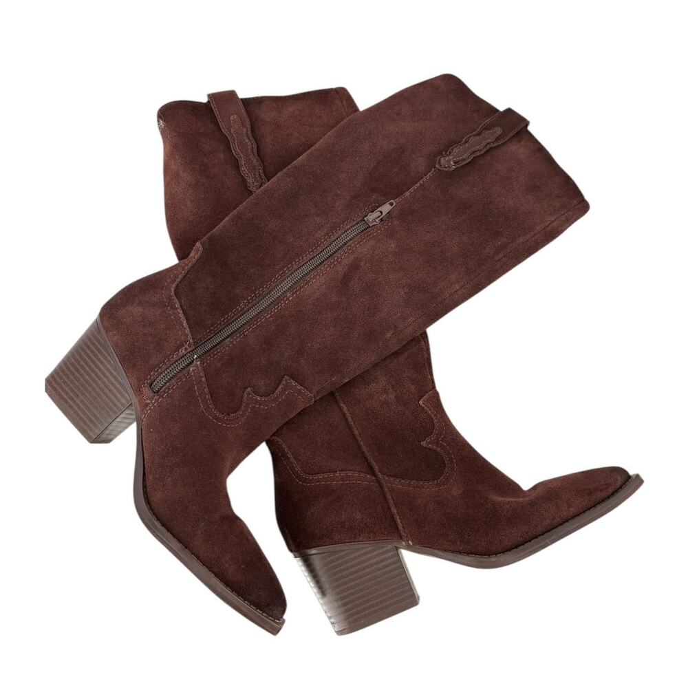 Crown Vintage Sila 2 Tall Western Boots Womens Size 6 Brown Suede Cowgirl - Picture 1 of 10